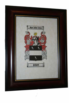 Family A4 Coat of Arms in Heritage brown frame